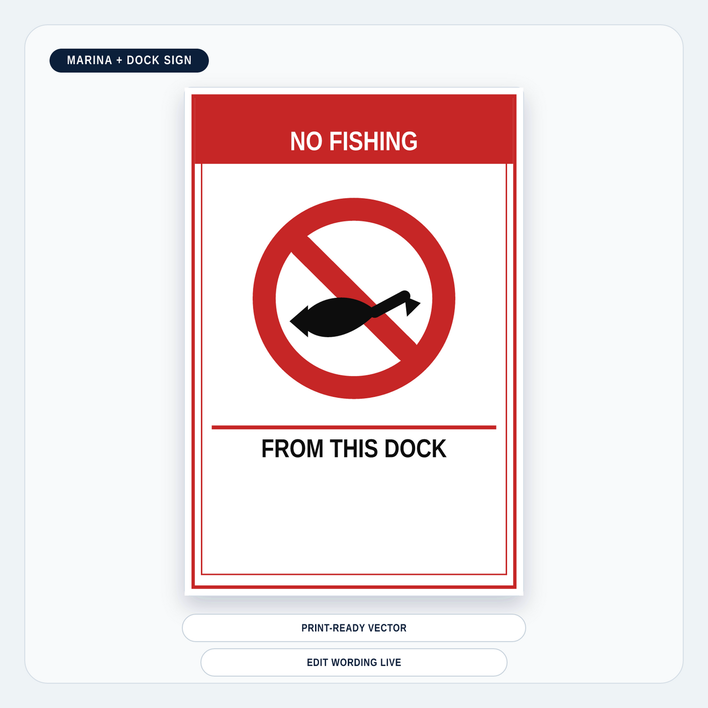 No Fishing From Dock Sign — marina-media-v1:no-fishing-from-dock-sign:1b120b809054e68f2c479ec664e4c20539c81a18f867ef1ecd4e554b045391b8