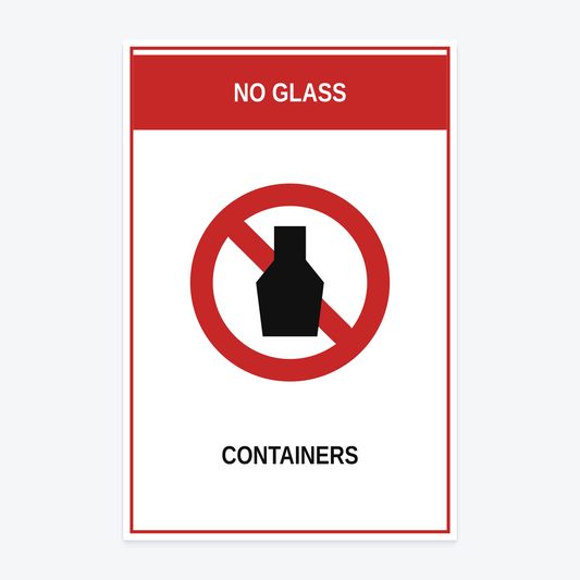 No Glass Containers Marina Sign in Reflective Aluminum Sign format, 12×18 in