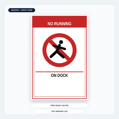 No Running On Dock Sign — marina-media-v1:no-running-on-dock-sign:b0b0a5ec3a58ee92731ef99a3fe96484c7fcabea8fe9be02ceec9915014cb2ad