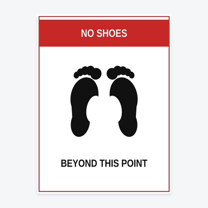 No Shoes Beyond This Point Marina Sign at 18×24 in — same production master, fitted not stretched