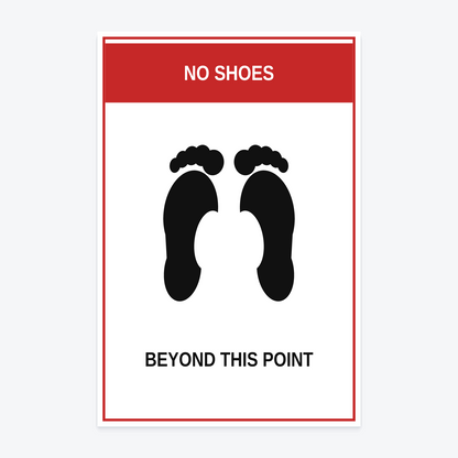 No Shoes Beyond This Point Marina Sign in Reflective Aluminum Sign format, 12×18 in