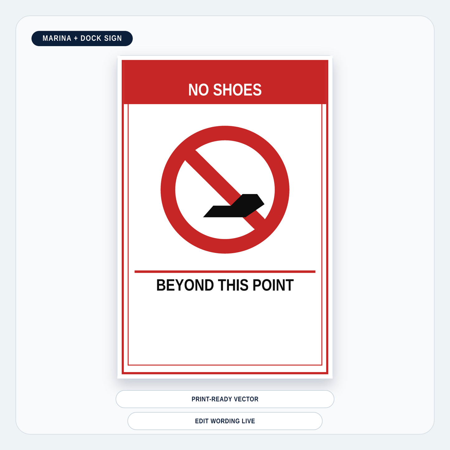 No Shoes Beyond This Point Marina Sign — marina-media-v1:no-shoes-beyond-this-point-marina-sign:858c88c6306c9b663aa3e1f7524583b2f82aad711963f4558a99ff166eba331d