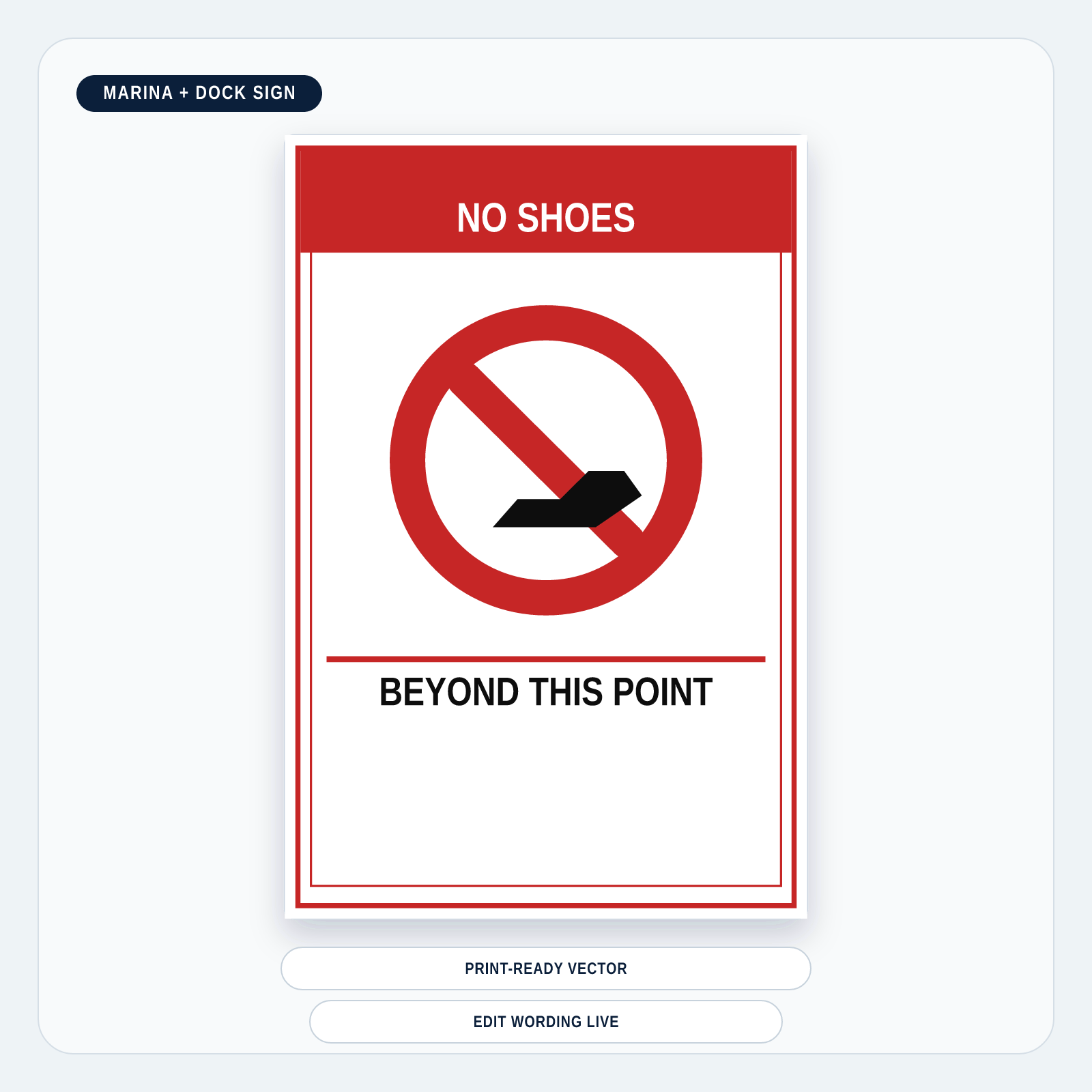 No Shoes Beyond This Point Marina Sign — marina-media-v1:no-shoes-beyond-this-point-marina-sign:858c88c6306c9b663aa3e1f7524583b2f82aad711963f4558a99ff166eba331d