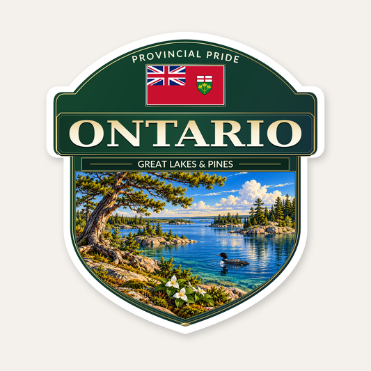 Ontario badge decal, shield design with the Ontario flag panel
