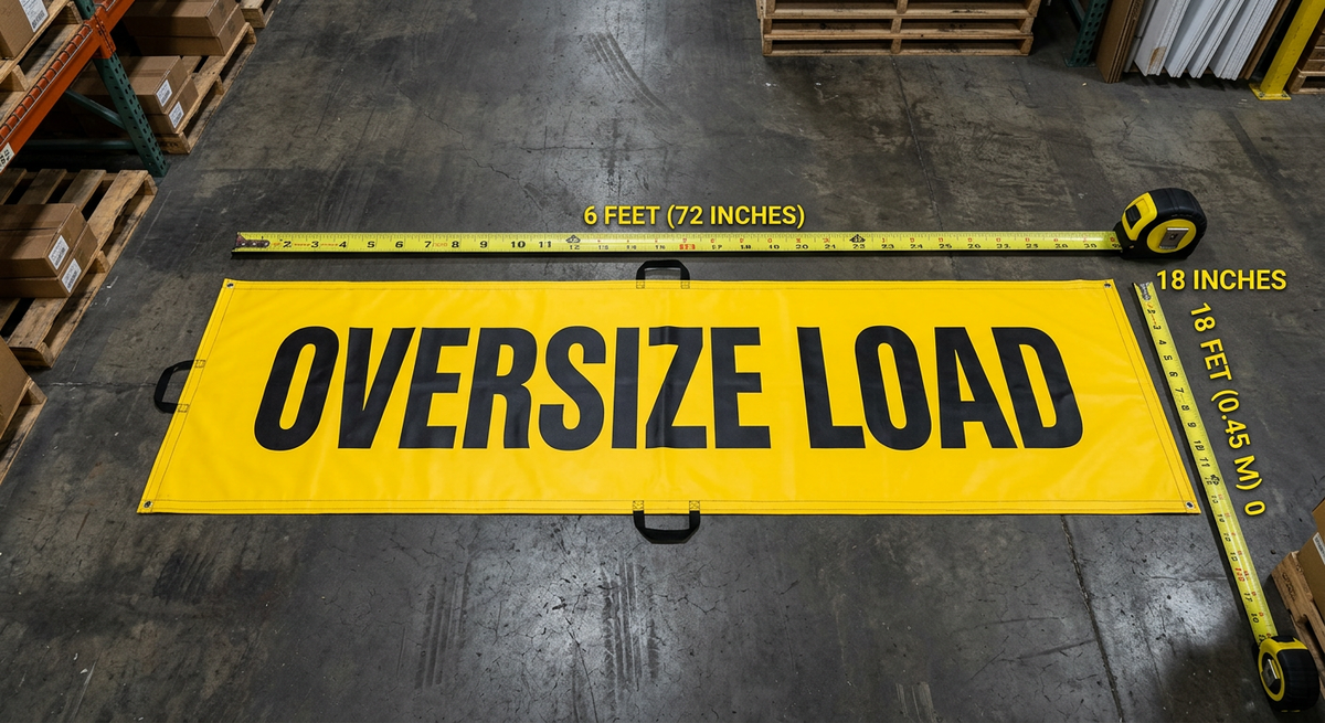 Oversize load wide load banner on a heavy haul trailer