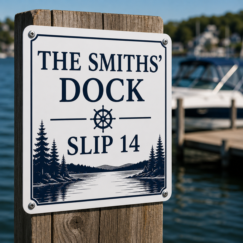 Personalized Dock & Property Aluminum Sign | Compliance Lettering