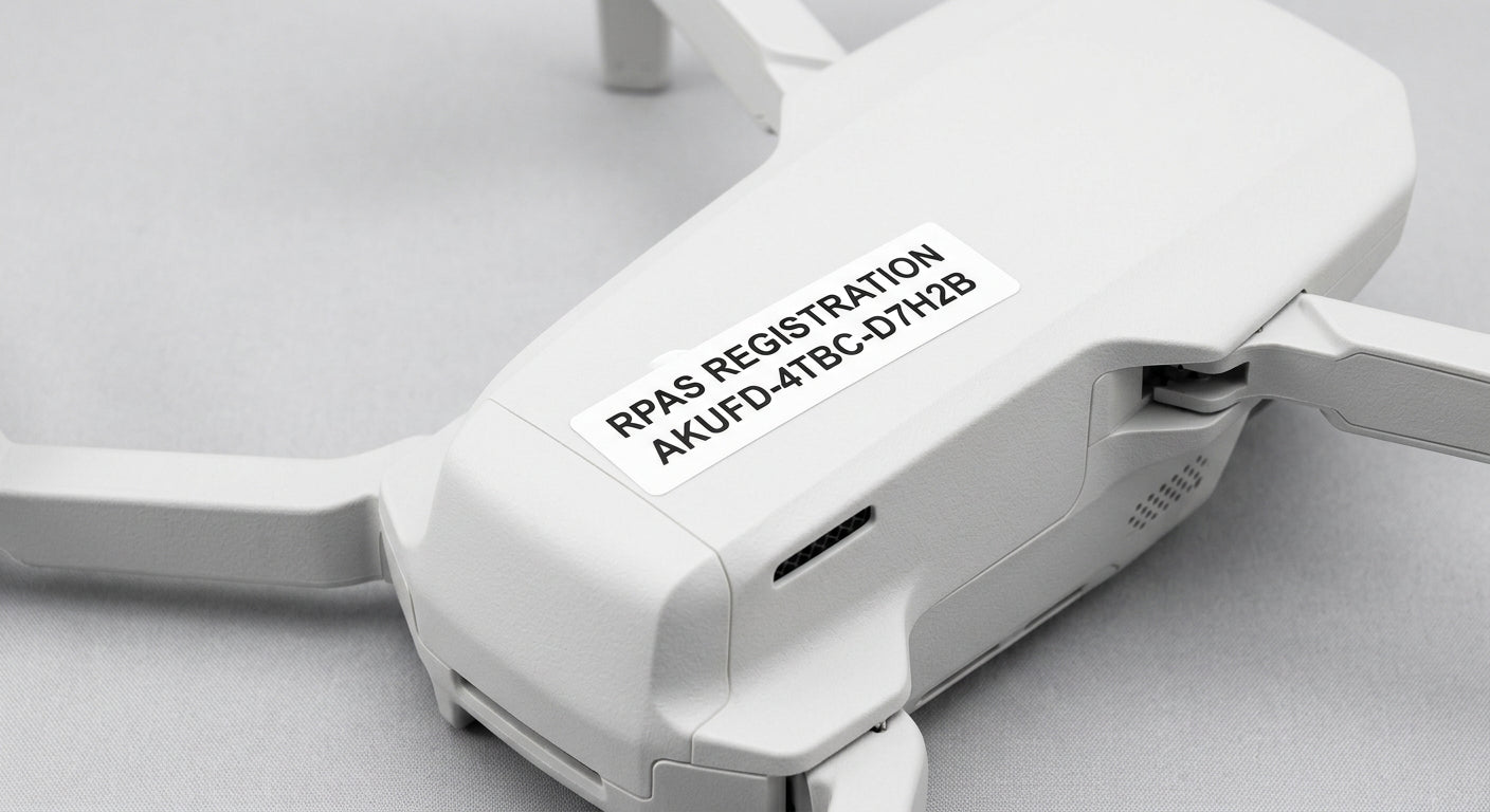 Drone registration labels kit on white background