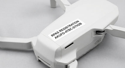 Drone registration labels kit on white background