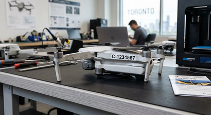 Set of three drone registration labels for Transport Canada compliance