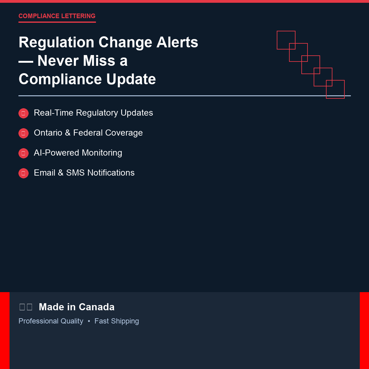 Regulation Change Alerts features and specifications — professional quality Ontario product