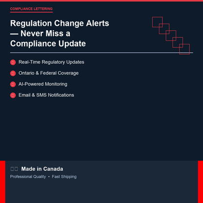 Regulation Change Alerts features and specifications — professional quality Ontario product