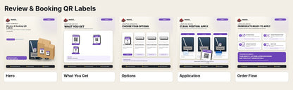 Booking QR labels contact sheet