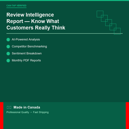 Review Intelligence Report features and specifications — professional quality Canadian product