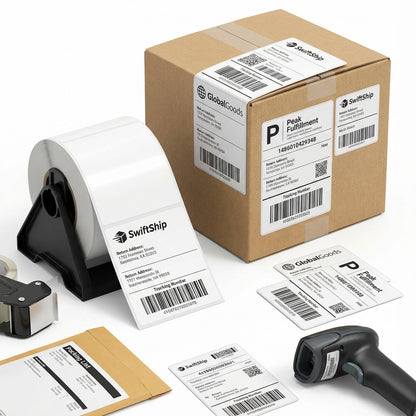 Sequential numbered labels for tracking and shipping, printed in Canada