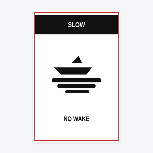 Slow — No Wake Marina Sign in Aluminum Sign format, 12×18 in
