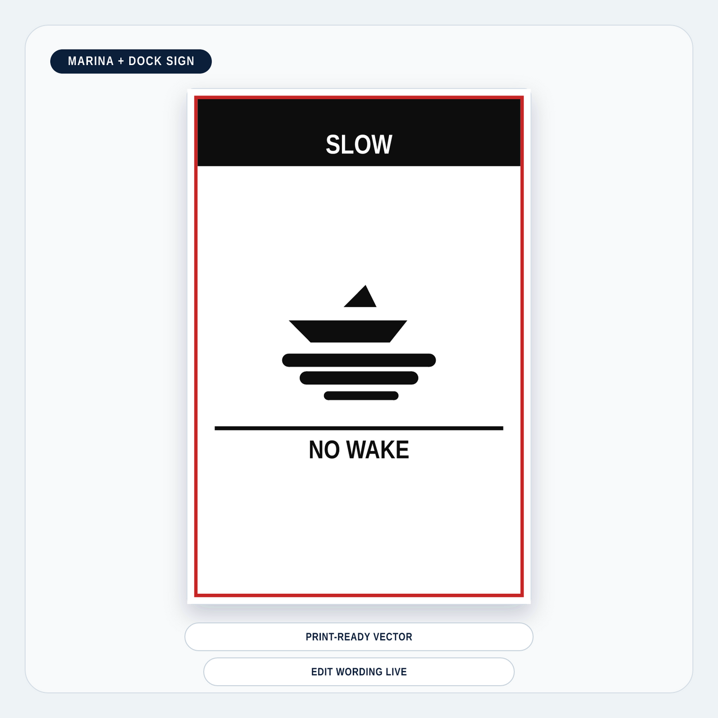 Slow — No Wake Marina Sign — marina-media-v1:slow-no-wake-marina-sign:66e185fc9ef240172dedb5aa7944e492937b4f9cc1e9973762e0cc7fea27a11e