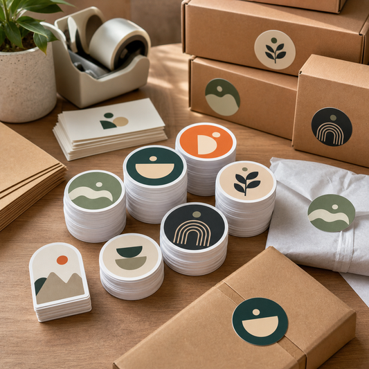 Logo seal stickers for packaging, printed in Canada