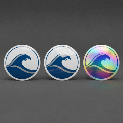 Matte, gloss, and holographic sticker finish comparison