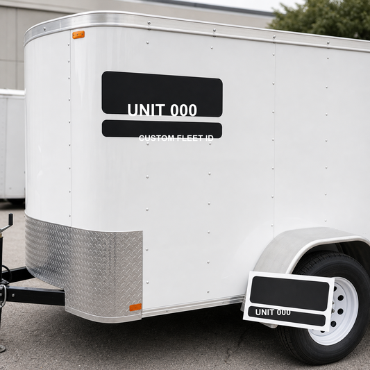 Trailer identification number decals ready to apply