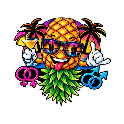 Upside-down pineapple die-cut vinyl decal on a white background